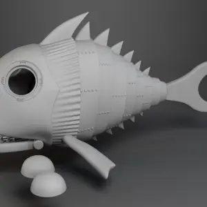 Gerry Anderson Stingray Terror Fish 8" Long 3D Printed Model with 2 Figures