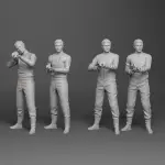 Lost In Space Laser Guns 4 Figure Set 3D Print 1:35 1:24 John Don Silver Casual