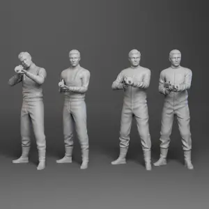 Lost In Space Laser Guns 4 Figure Set 3D Print 1:35 1:24 John Don Silver Casual