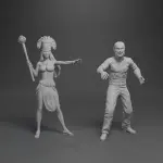 Doc Savage 3D Printed 2 Figure Set - Princess Monja and Werewolf 1:18 (4 inches)