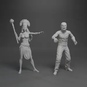 Doc Savage 3D Printed 2 Figure Set - Princess Monja and Werewolf 1:18 (4 inches)