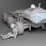 The Martian Rover, MAV and 3 Astronaut 3D printed 1:32 - 7 Piece Set