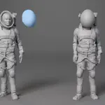 The Martian Rover, MAV and 3 Astronaut 3D printed 1:32 - 7 Piece Set