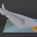 Planet of the Apes - Icarus Spaceship Sinking with 3 Figures and Raft