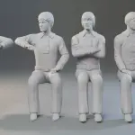 THE MONKEES 1:24 4 Figure Set Peter Davey Micky Mike 3D Printed Seated or Standing