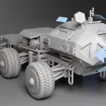 The Martian Rover, MAV and 3 Astronaut 3D printed 1:32 - 7 Piece Set