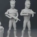 Gerry Anderson Stingray Terror Fish 8" Long 3D Printed Model with 2 Figures