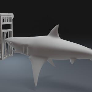 Jaws - Hooper Shark Cage - 4 Piece Shark Attack Set