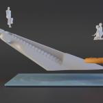 Planet of the Apes - Icarus Spaceship Sinking with 3 Figures and Raft