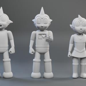 Astro Boy Astro Girl - 5 Figure Set - Standing In-Flight - 1:24