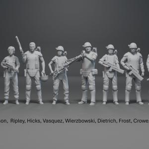 Aliens - 9 Colonial Marines and Ripley - 1:35