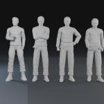 Star Trek RED SHIRT 4 Figure Set 1:32 Scale 3D Printed