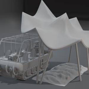 Solar Shield for the Chariot with Robinson Family under Solar Blankets - 3D printed 1:35