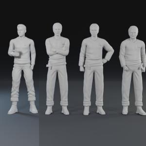 Star Trek RED SHIRT 4 Figure Set 1:32 Scale 3D Printed
